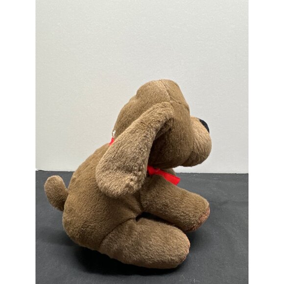 Brown Plush Dog Stuffed Animal Toy With Red Bow By Animal Adventure - Picture 3 of 7